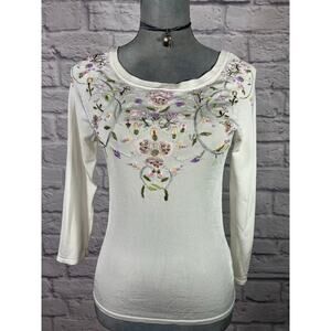 Vintage Y2K Belldini Grandma Chic Floral Emroidered & French Knot Woven Blouse